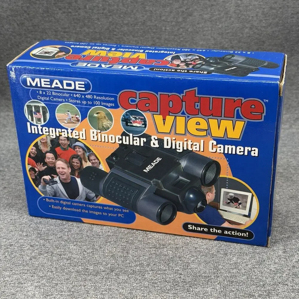 Old Y2K Meade CaptureView 8x22 Integrated Low Pixel Digital Camera Binoculars